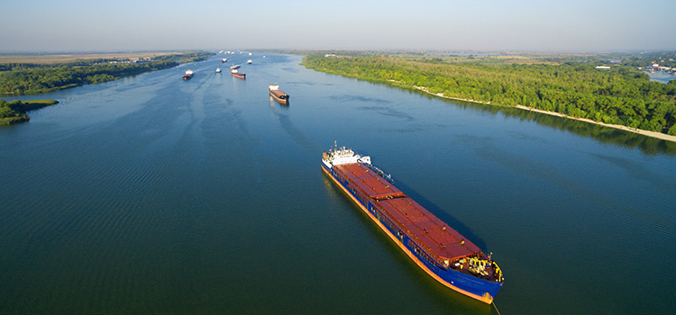 Shipping Barge on River